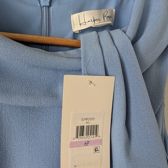 Harper Rose Tie Neck Sheath Dress Powder Blue 6 Small Petite Nordstrom Jackie O - Picture 4 of 5